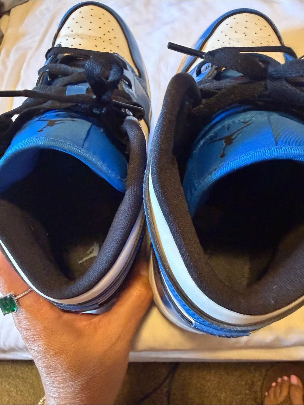 Jordan Kids Patent Blue White Black High-Top Sneakers